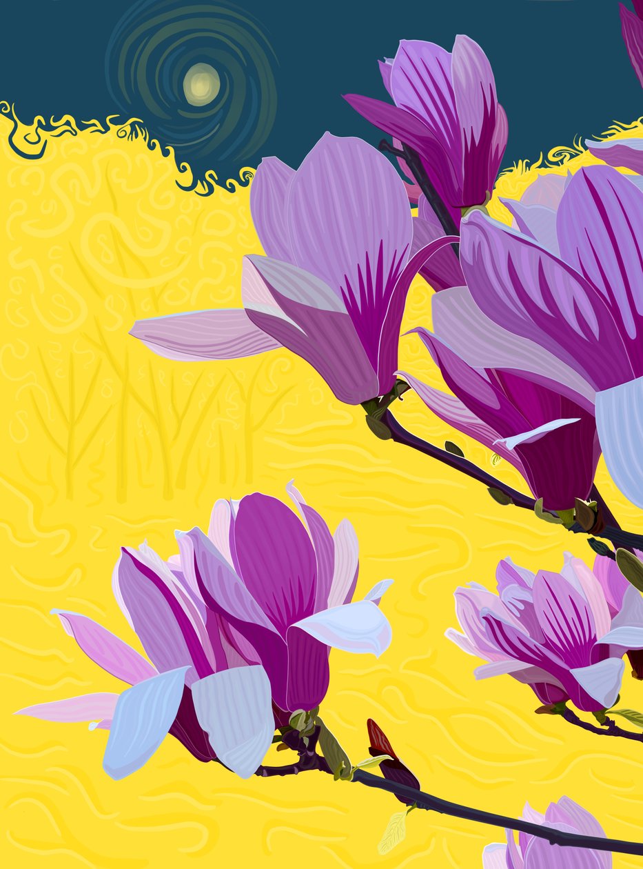 Virágzó tulipánfa, 2025 (digitális művészet) alkotó: Evan Sklar