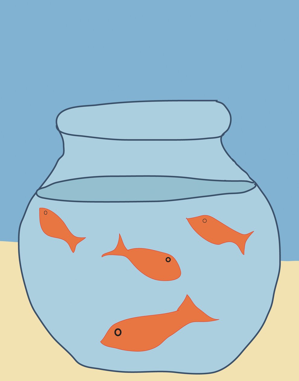 Goldfish In Bowl, 2015 (kézzel rajzolva egy iPad-en egy Apple ceruzával) alkotó: Evan Sklar