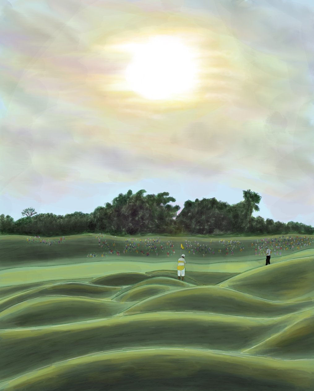 Golfpálya és nézők, Brooklyn (digitális művészet) alkotó: Evan Sklar