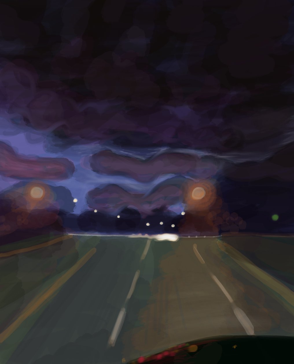Highway At Night, 2016 (kézzel rajzolva egy iPad-en egy Apple ceruzával) alkotó: Evan Sklar