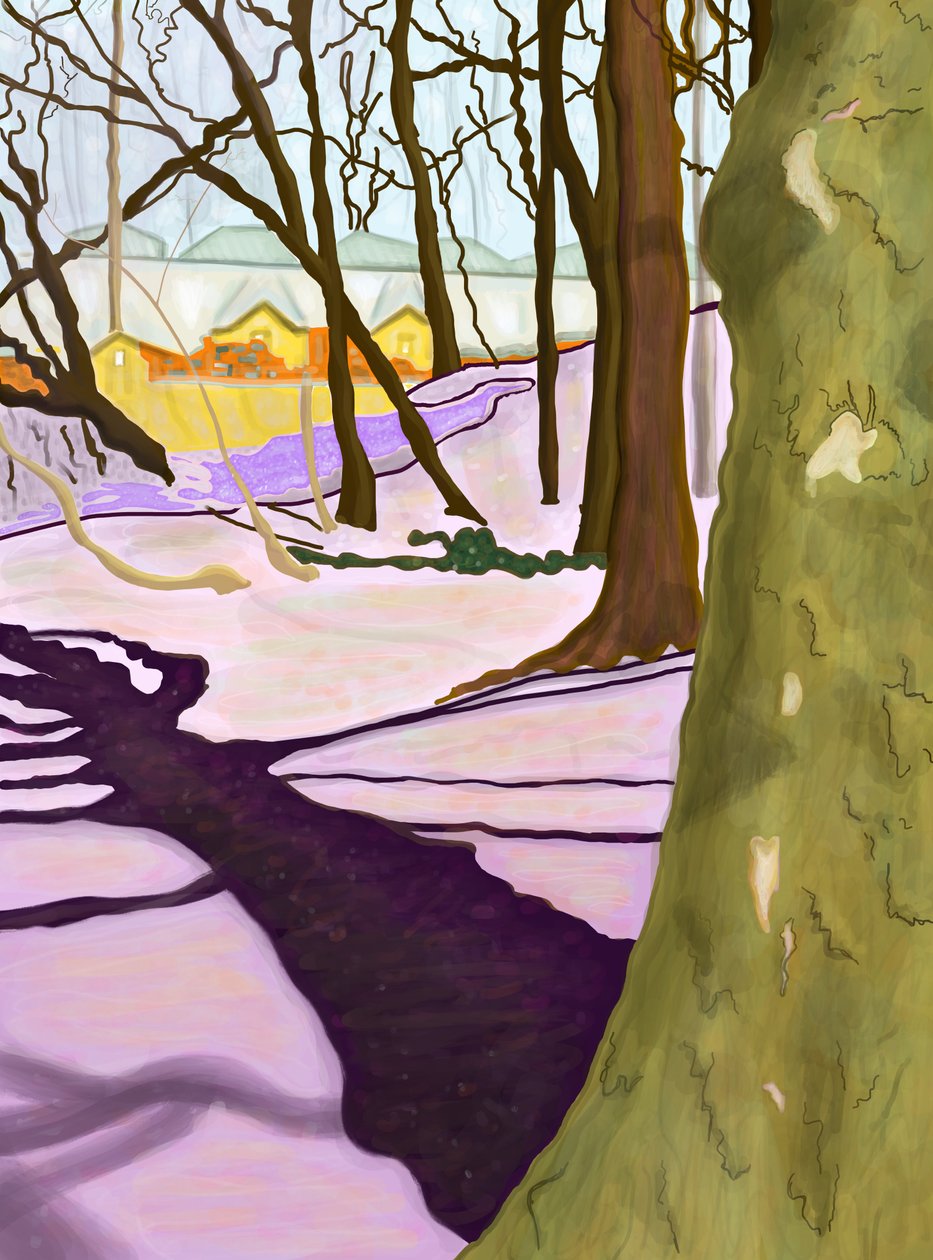 Hill With Crocus, Prospect Park (digitális művészet) alkotó: Evan Sklar