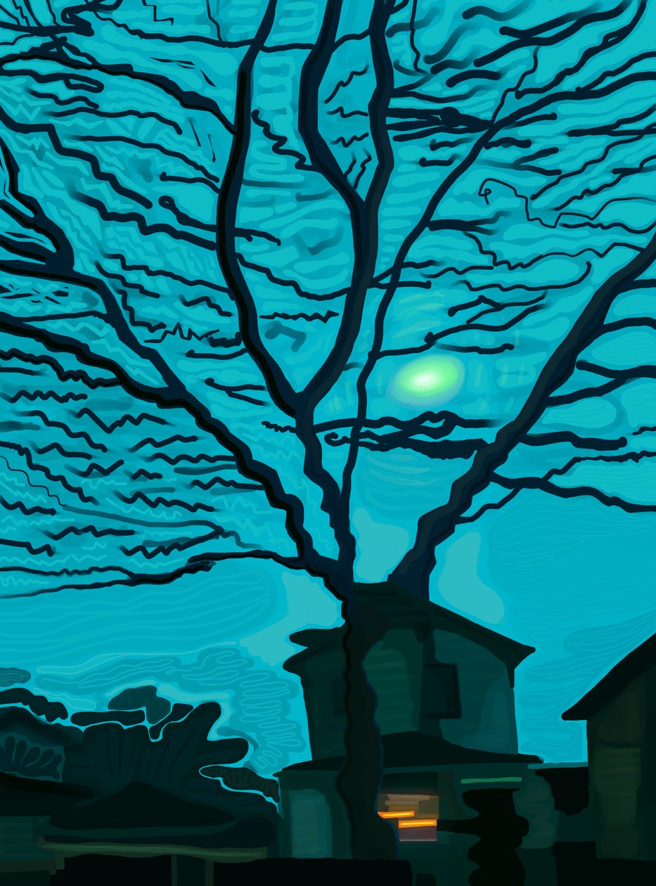 House in Queens at Night (digitális művészet) alkotó: Evan Sklar