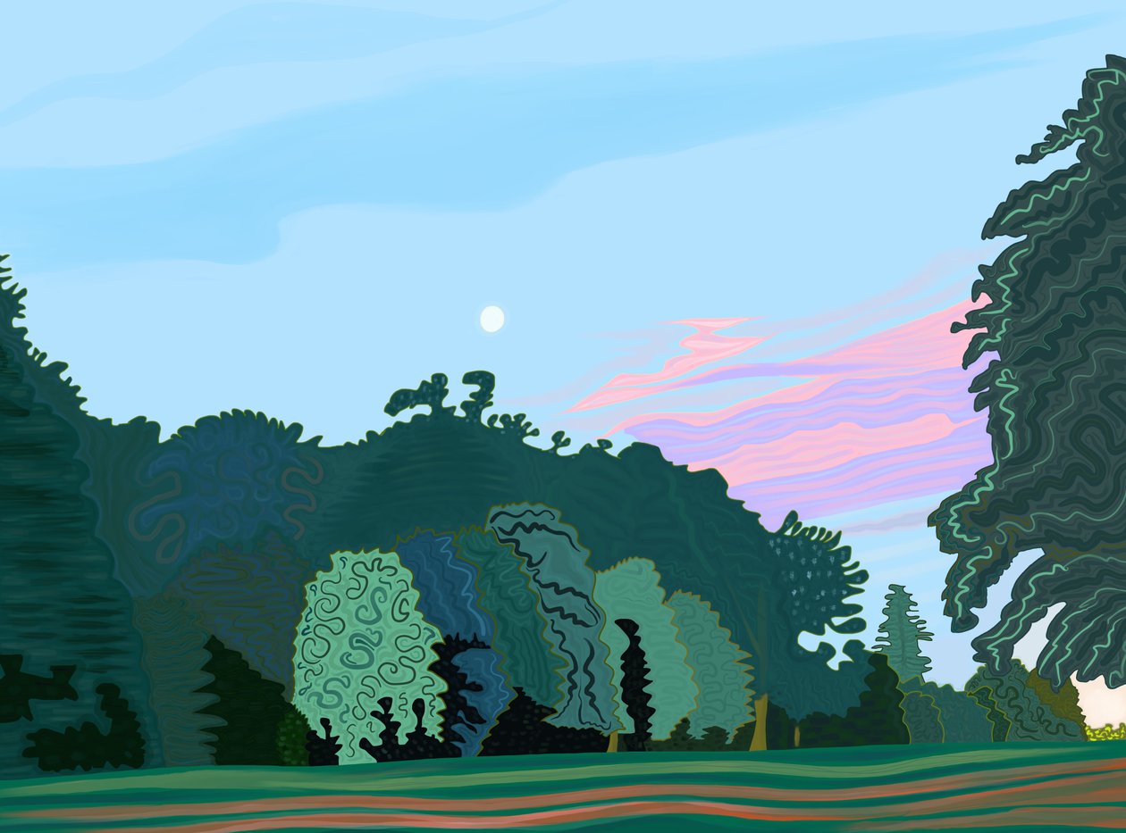Hyde park hajnalban (digitális művészet) alkotó: Evan Sklar