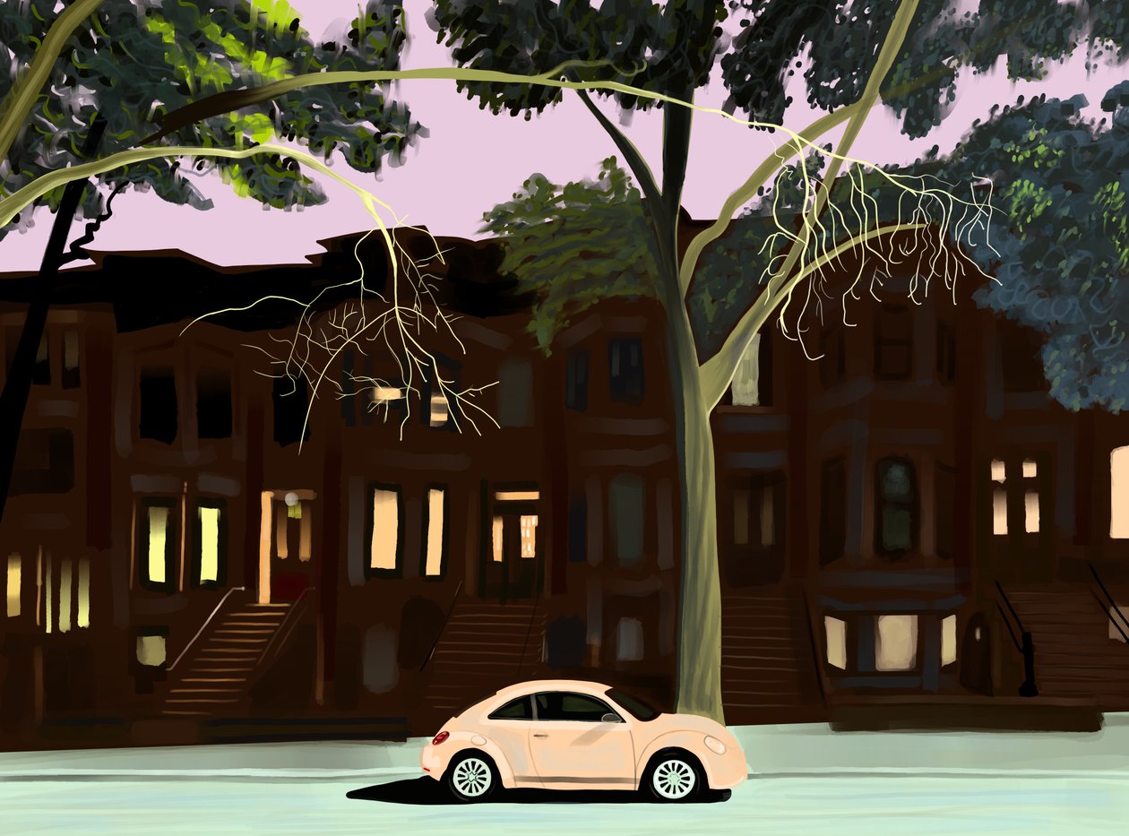 Lone Car on Block, 2025 (digitális művészet) alkotó: Evan Sklar