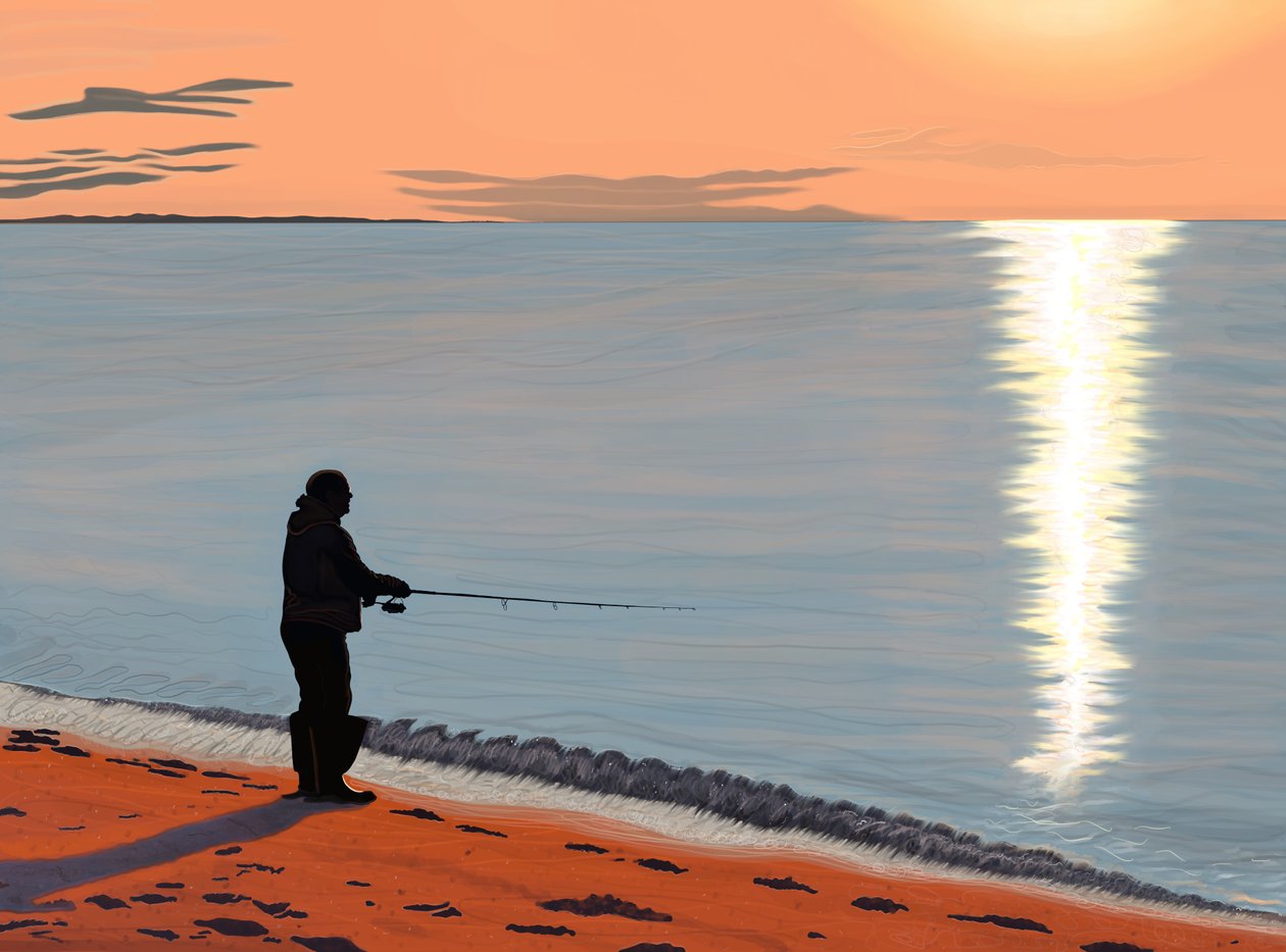 Man Fishing, Brooklyn (digitális művészet) alkotó: Evan Sklar
