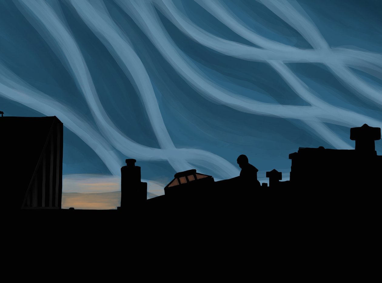 Man On Brooklyn Roof Top (digitális művészet) alkotó: Evan Sklar