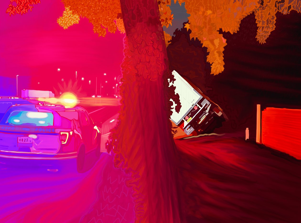 Felborult teherautó, 2025 (digitális művészet) alkotó: Evan Sklar