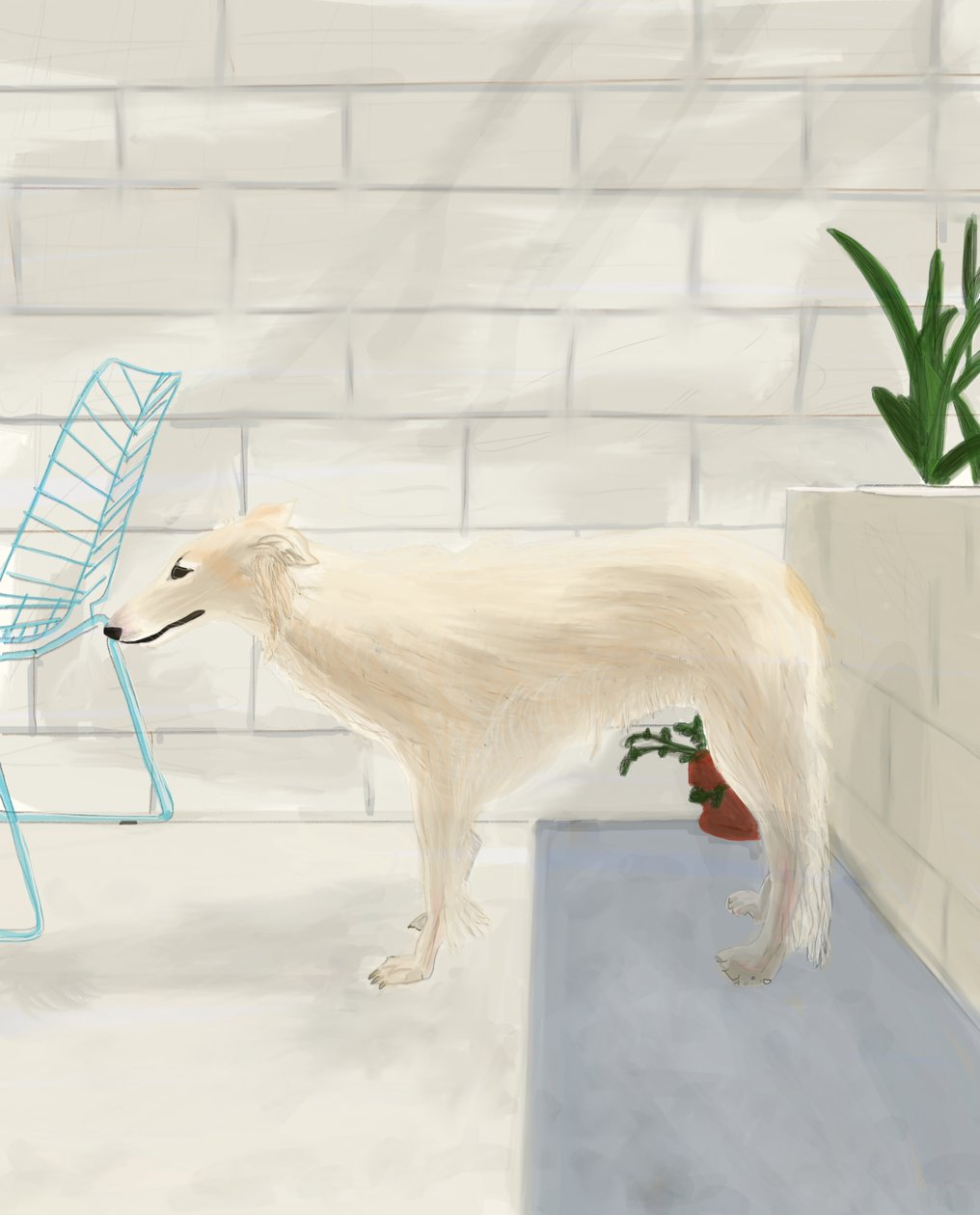 Penny On The Back Porch 2017 (kézzel rajzolva egy iPad-en egy Apple ceruzával) alkotó: Evan Sklar