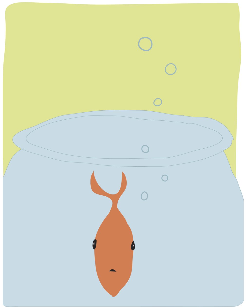 Single Goldfish In Bowl, 2015 (kézzel rajzolt egy iPad-en egy Apple ceruzával) alkotó: Evan Sklar