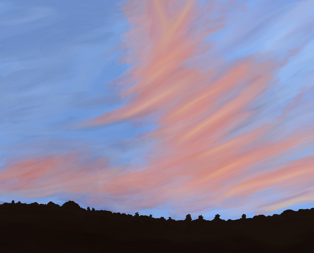 Tree Line, Hudson Valley, 2018 (kézzel rajzolt egy iPad-en egy Apple ceruzával) alkotó: Evan Sklar