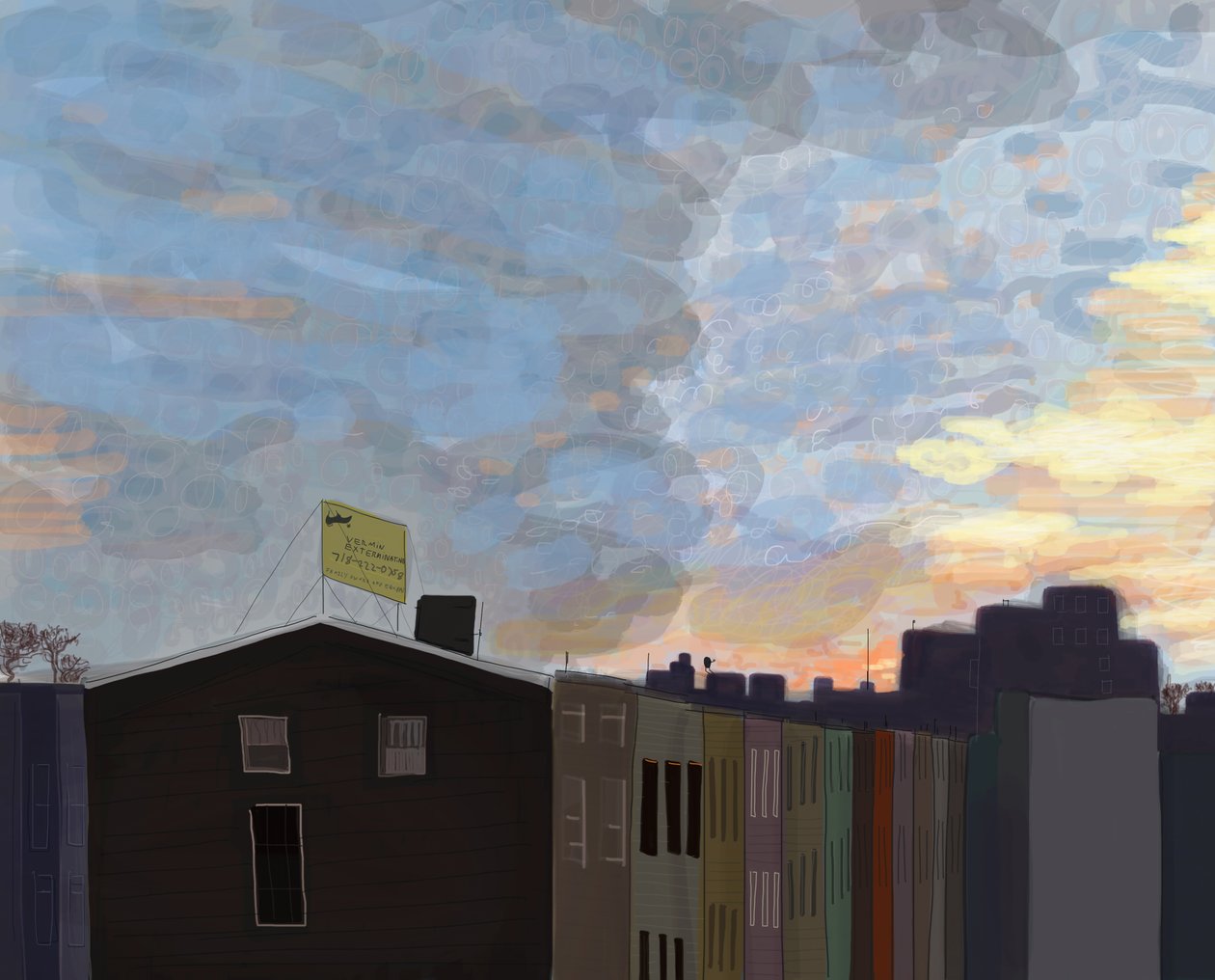 View From Gowanus Expressway, 2016 (kézzel rajzolva egy iPad-en egy Apple ceruzával) alkotó: Evan Sklar