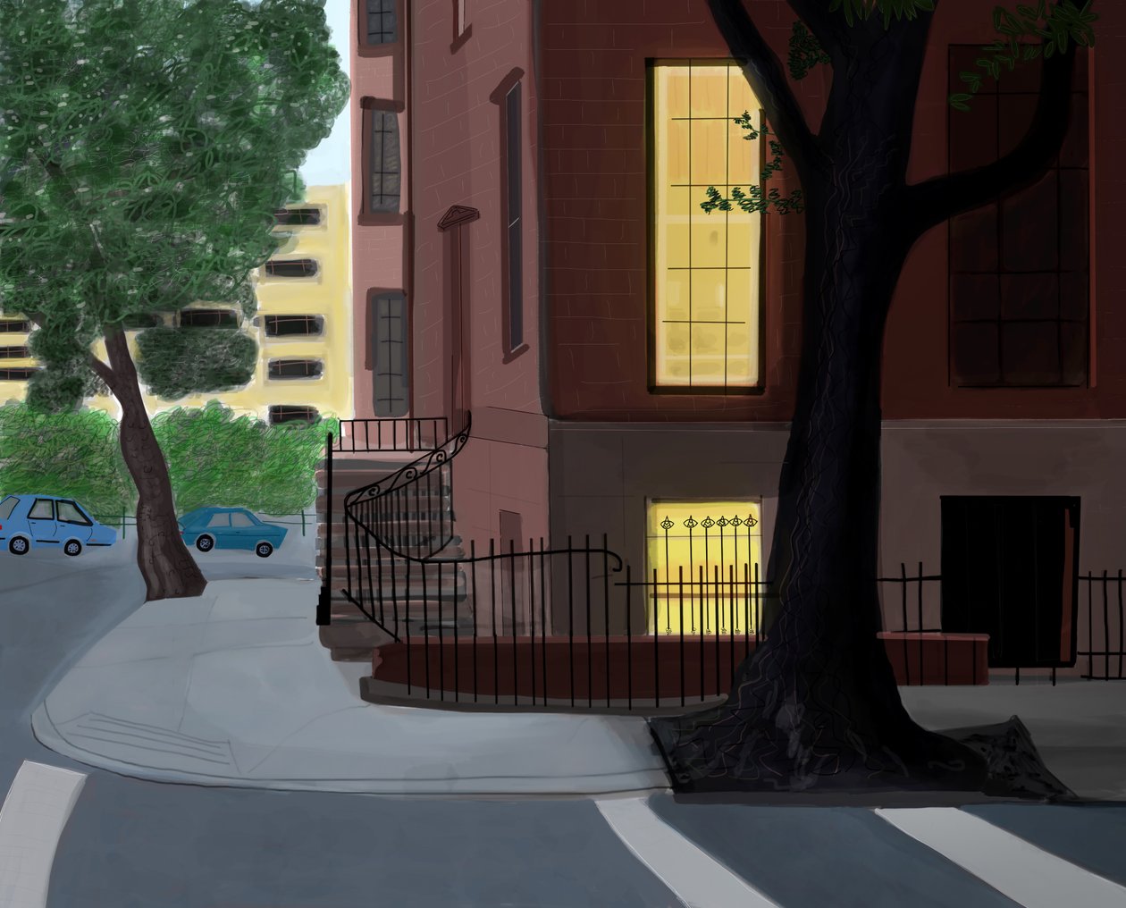 Willow and Middagh Street, 2016 (kézzel rajzolt egy iPad-en egy Apple ceruzával) alkotó: Evan Sklar