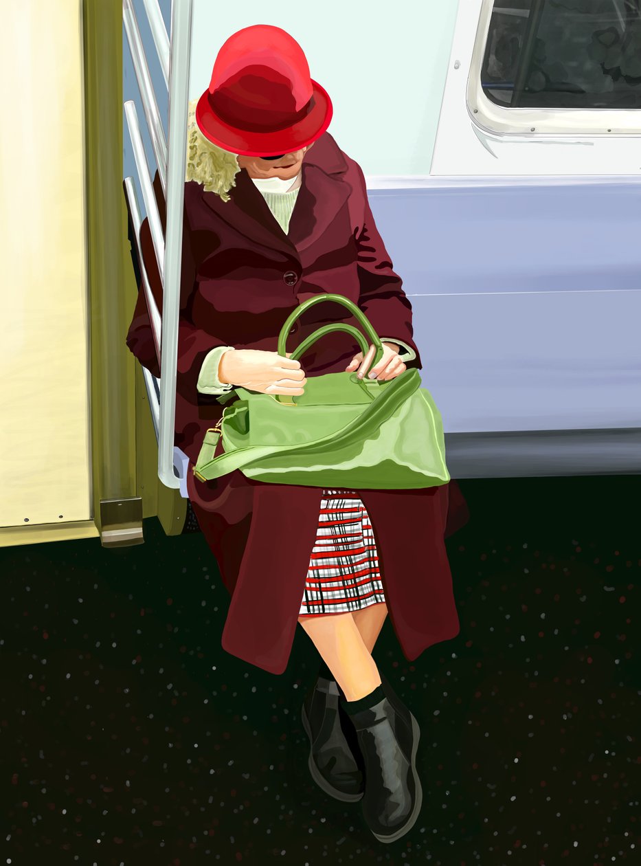 Woman On Subway (digitális művészet) alkotó: Evan Sklar
