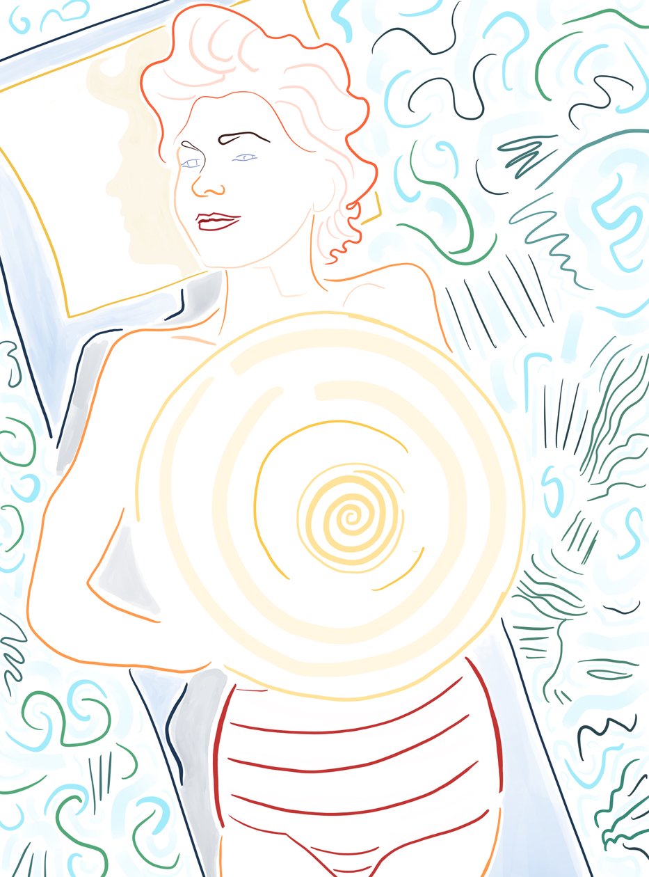 Nő az úszón, 2025 (digitális művészet) alkotó: Evan Sklar