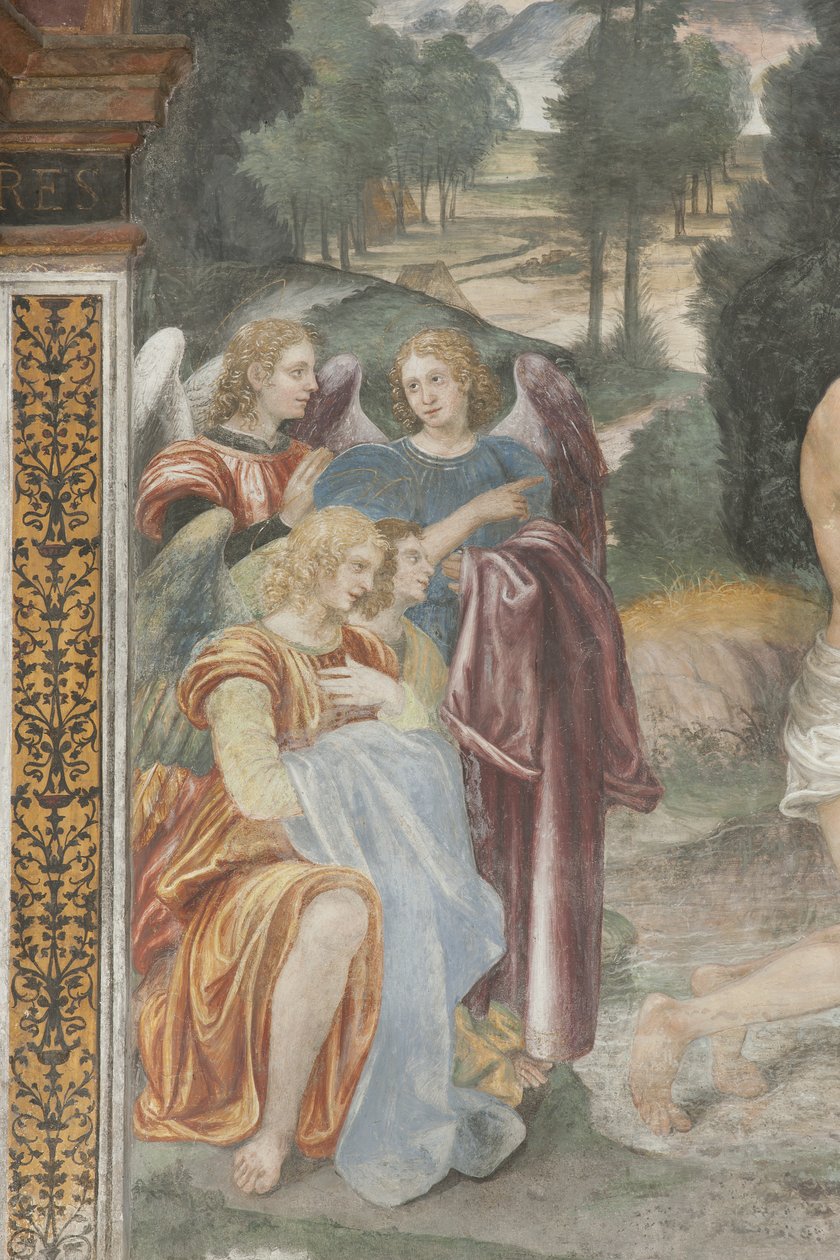 Krisztus keresztsége, angyalok részlete alkotó: Evangelista and Arcimboldi Luini