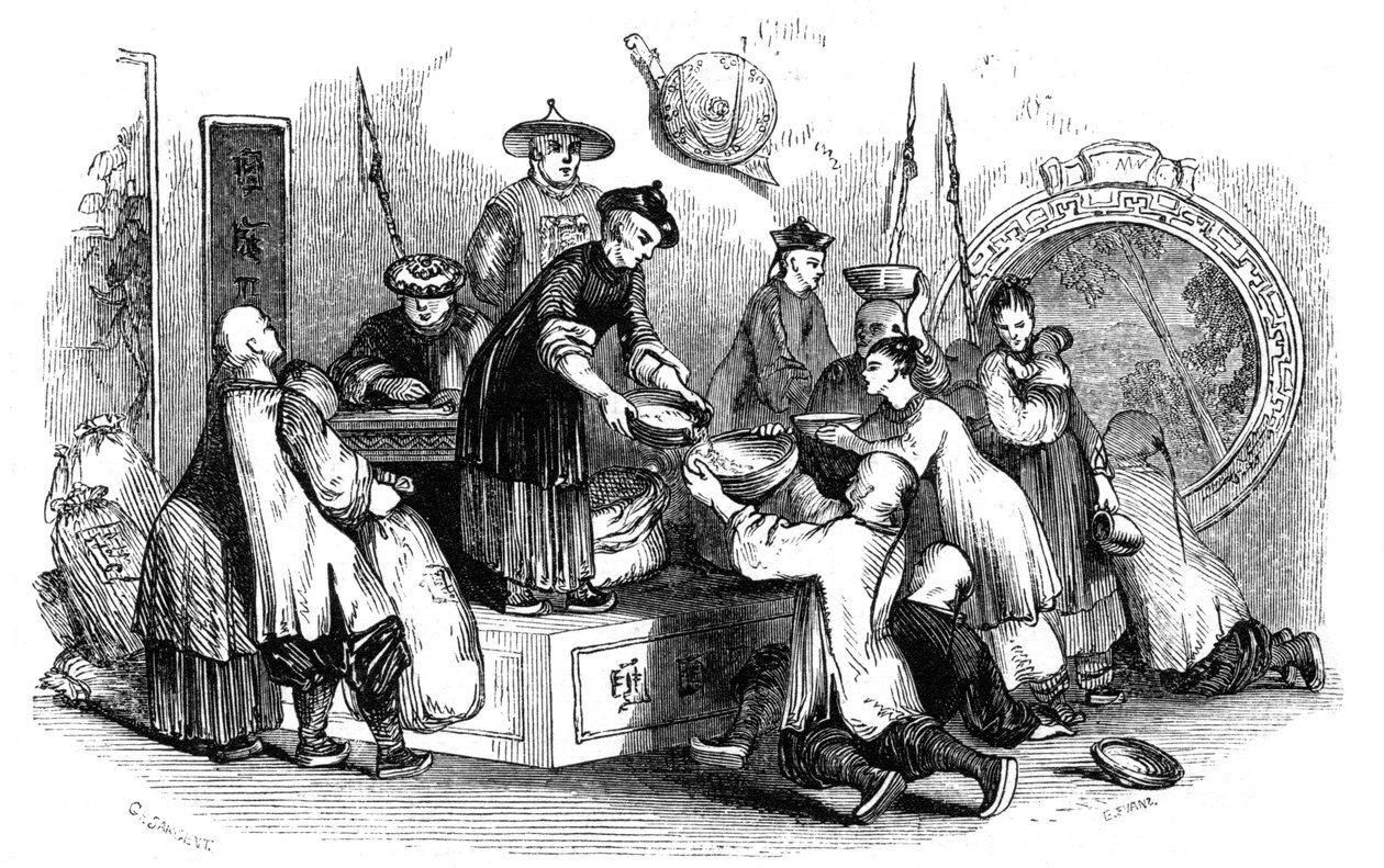Kukoricát adtunk az embereknek a szűkös időszak alatt, 1847 alkotó: Evans