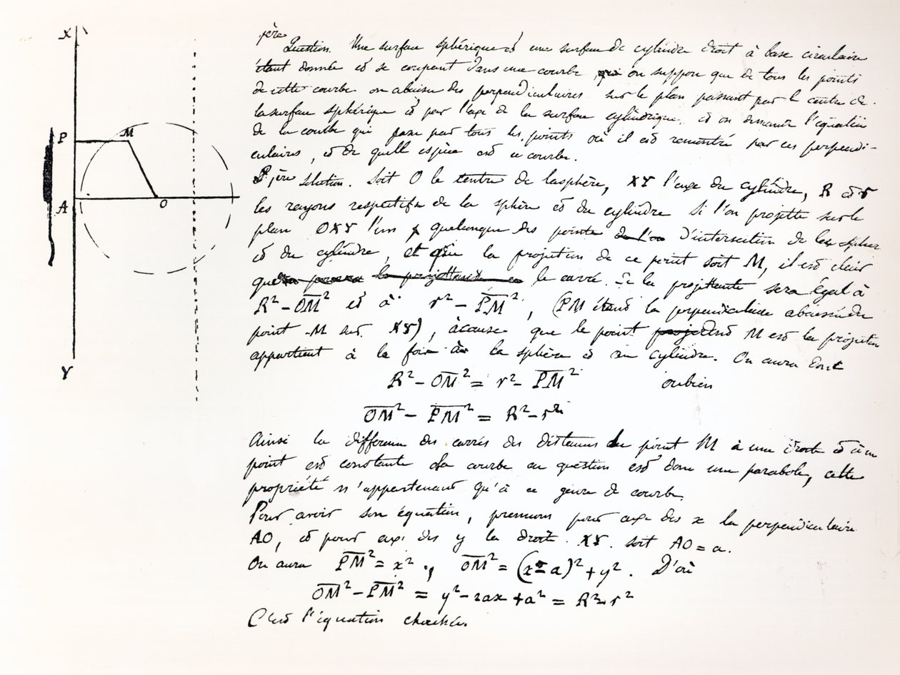 Galois vizsgaforgatókönyvének kezdete a Concours General számára, 1829 alkotó: Evariste Galois