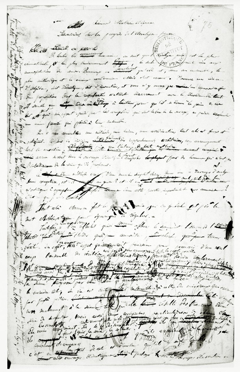 Kézirat a tiszta analízis terén elért eredményekről, 1830 körül (toll és tinta, papír) alkotó: Evariste Galois
