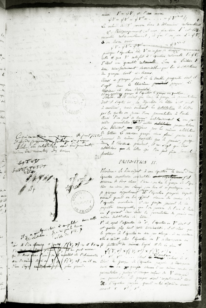 Ms 2108 f.4 Írások egy egyenlet gyökök általi megoldásának feltételeiről, 1832 (lásd még: 237127) alkotó: Evariste Galois