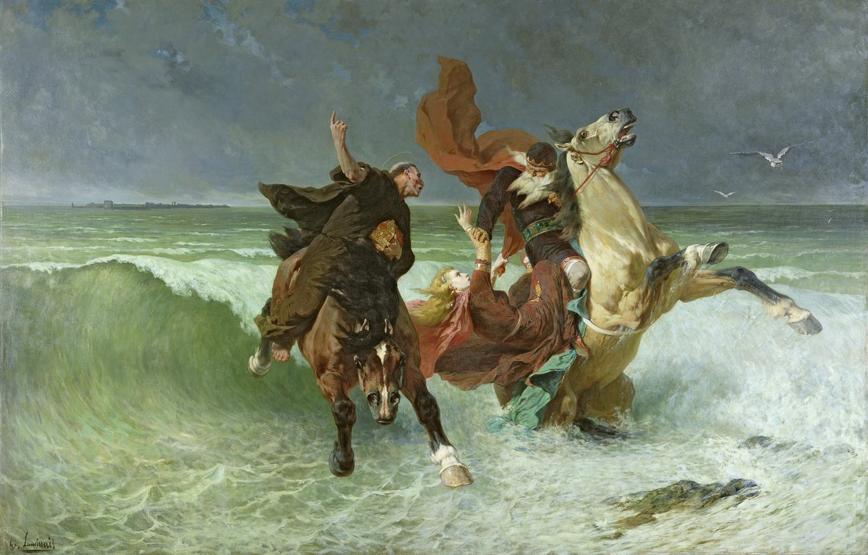 Gradlon Mawr repülése (i.sz. 330-434) 1884 körül alkotó: Evariste Vital Luminais