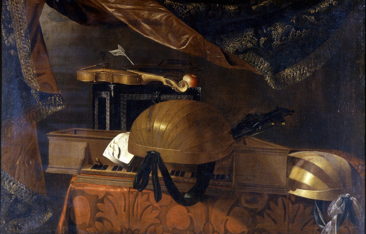 Hangszerek. Evaristo Baschenis (1617 - 1677) festménye. alkotó: Evaristo Baschenis