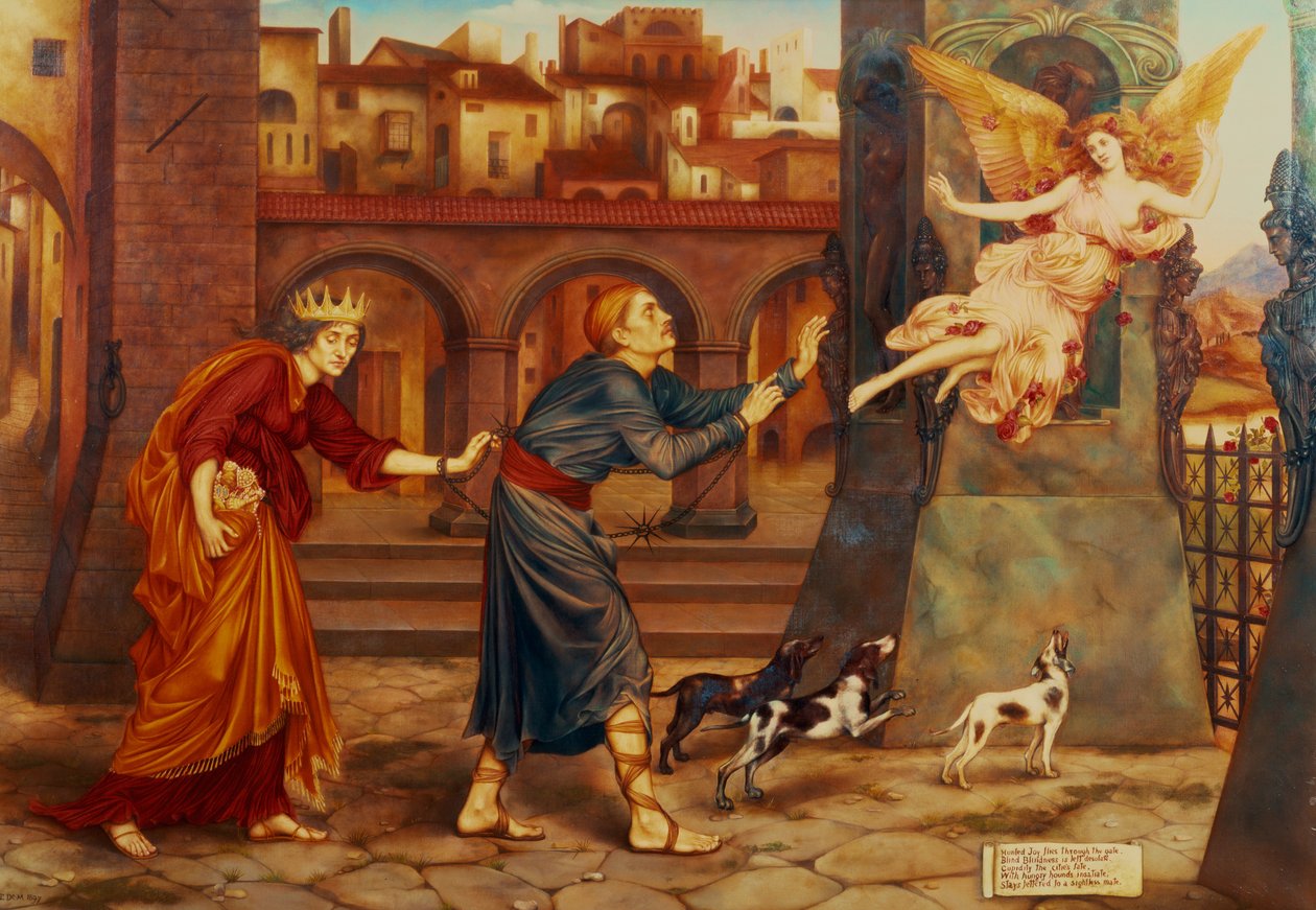A vakság és az amor örömet kerget a városból, 1897 alkotó: Evelyn De Morgan