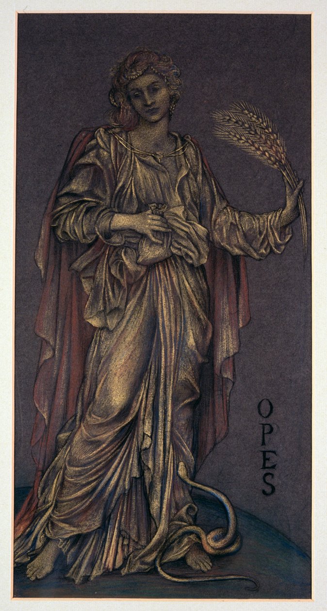 Befejezett tanulmány az Opes-hoz (kréta) alkotó: Evelyn De Morgan