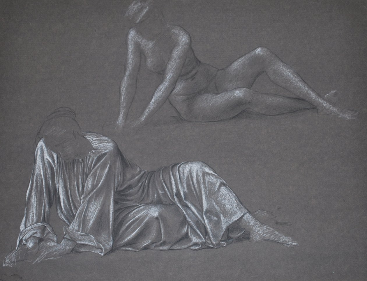 Double Study for Earthbound – fekvő női alak, 1897 (kréta papíron) alkotó: Evelyn De Morgan