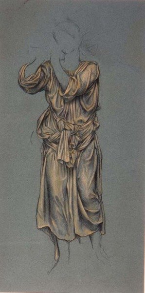 Drapéria-tanulmány az örök ifjúság figurájához a "Homokórából", 1904-5 körül (kréta, papír) (részlet a 28828-ból) alkotó: Evelyn De Morgan