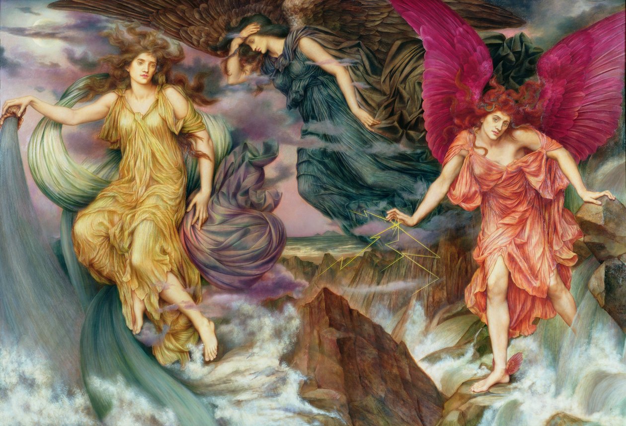 Les esprits de la tempete – A viharszellemek, De Morgan, Evelyn (1855-1919). Olaj, vászon, c. 1900. Watts Galéria alkotó: Evelyn De Morgan