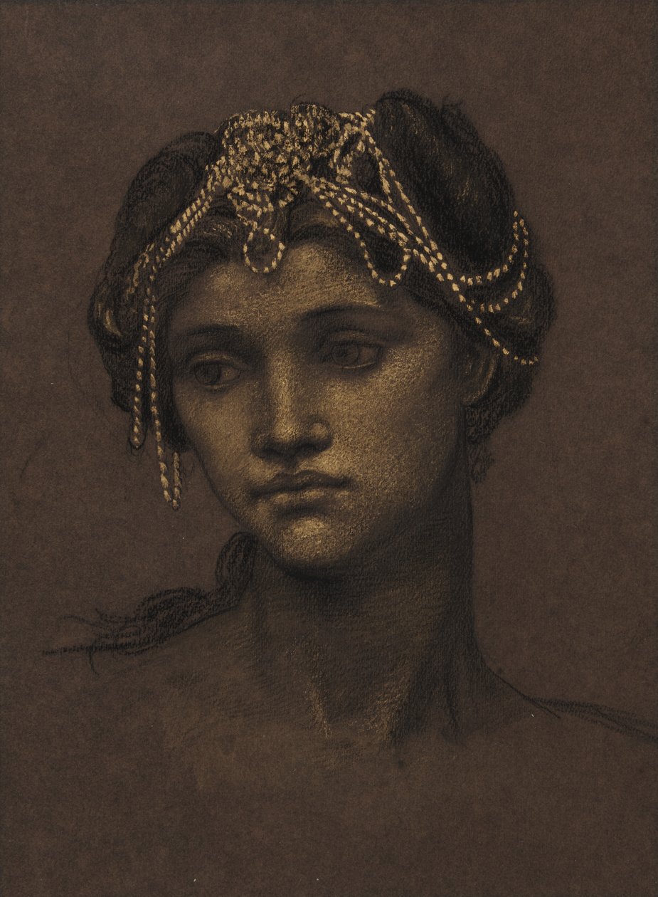 Tanulmány Médeiához, 1889 körül (fekete kréta, aranyfestékkel kiemelve) alkotó: Evelyn De Morgan