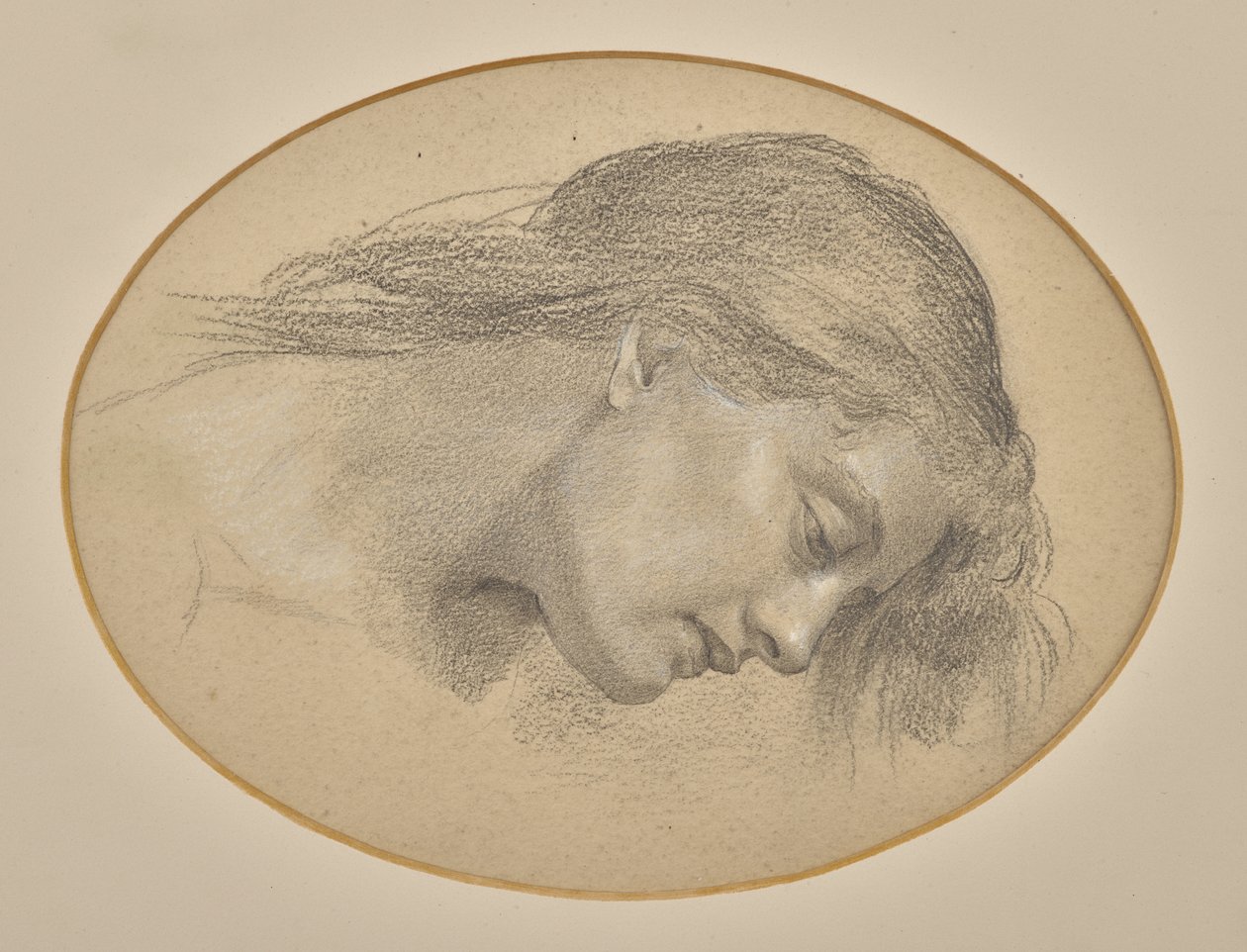 Tanulmány a tengerbe merülő holdsugarakhoz (ceruza) alkotó: Evelyn De Morgan