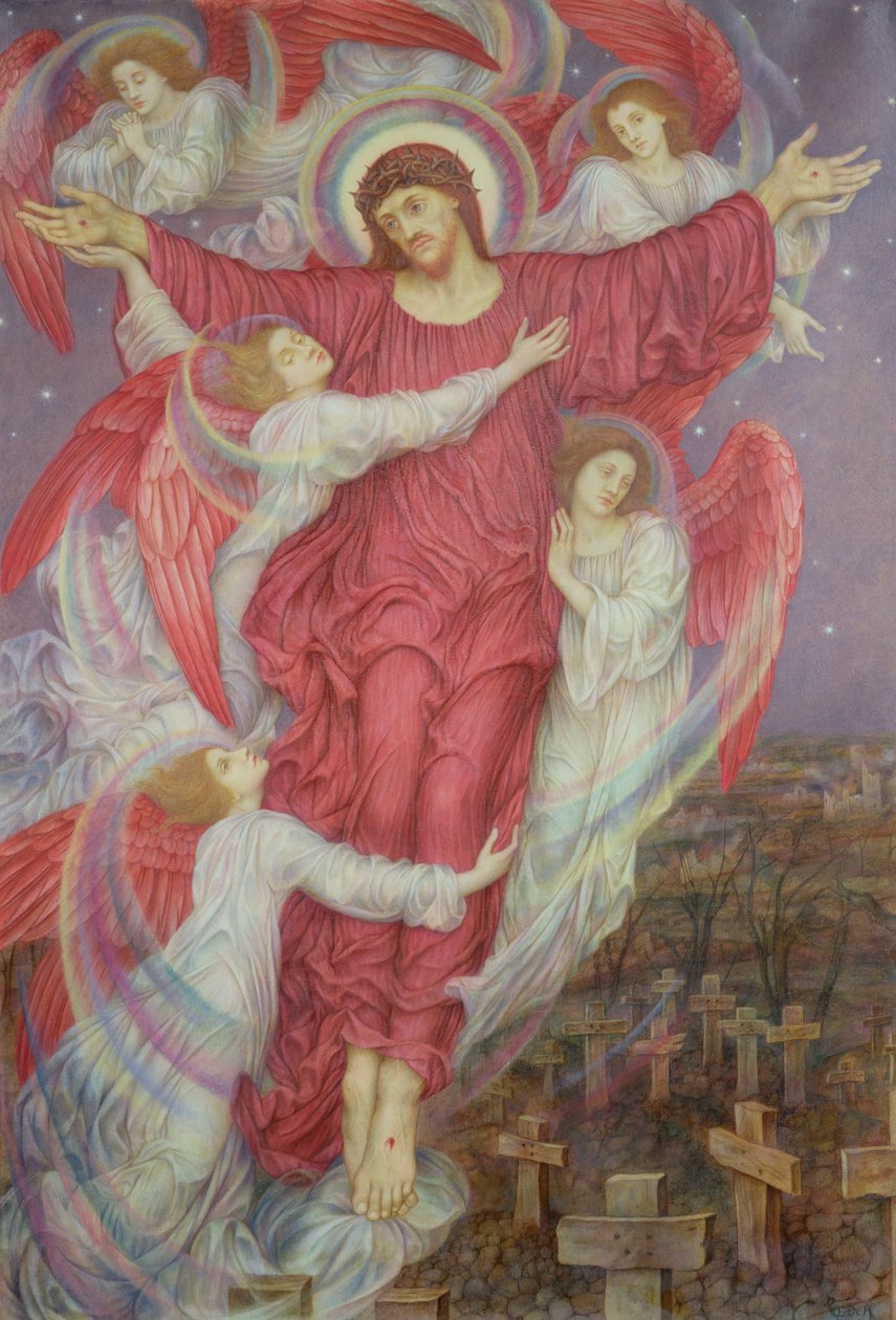 A Vöröskereszt (Flandria háborús sírjainak allegóriája), 1916 körül alkotó: Evelyn De Morgan