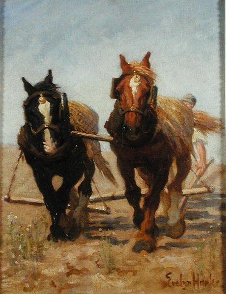 The Ploughing Team, Sussex Downs (olaj, vászon) alkotó: Evelyn Harke