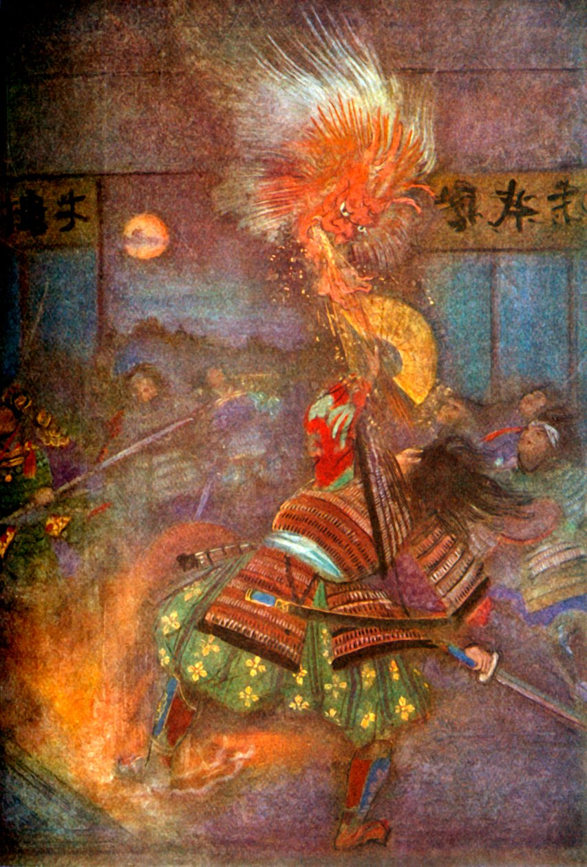 „Raiko megöli Oyeyama goblinját”, 1912. alkotó: Evelyn Paul