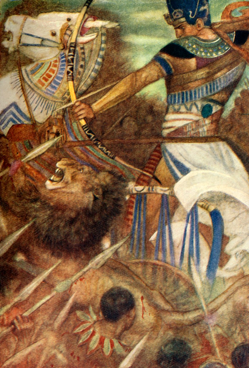 „II. Ramzesz oroszlán kíséretében”, 1915. alkotó: Evelyn Paul