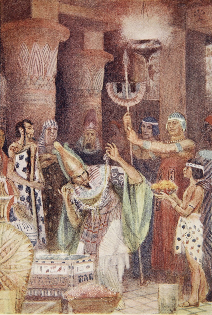 A rammpsiniták kincses kamrája, illusztráció az ókori Egyiptom mítoszaiból, Lewis Spence alkotó: Evelyn Paul