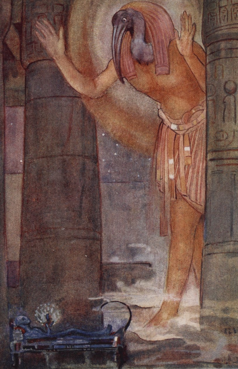 Thoth és a főmágus, illusztráció Amy Cruse "Mítoszok könyvéből" alkotó: Evelyn Paul