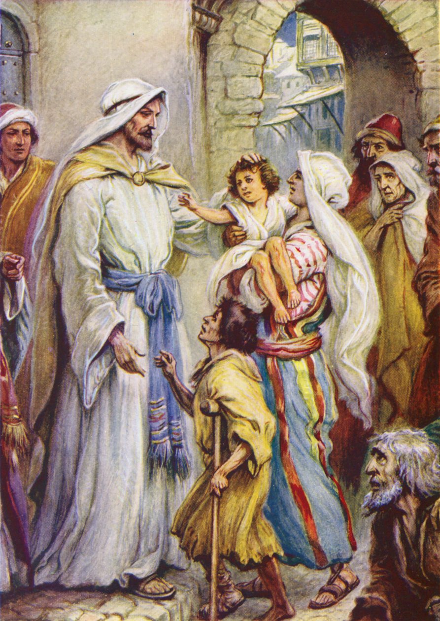 A betegek gyógyítása az esti napokon (színes litográfia) alkotó: Evelyn Stuart Hardy