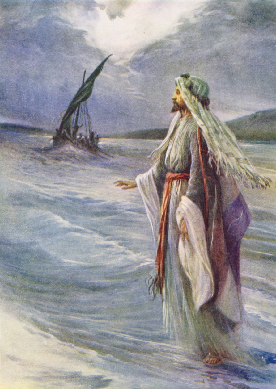 Jézus a tengeren jár (színes litográfia) alkotó: Evelyn Stuart Hardy