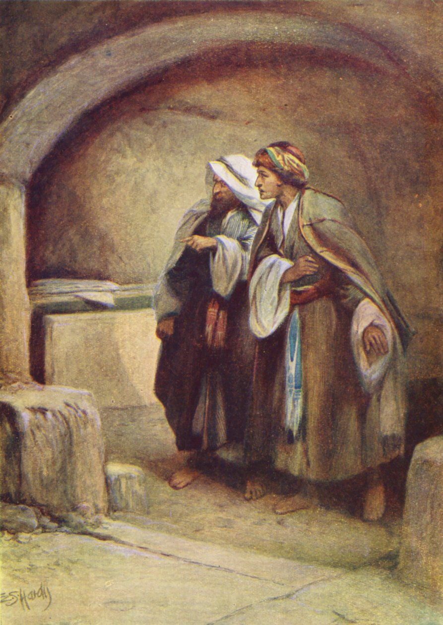 Péter és János fut a sírhoz (színes litográfia) alkotó: Evelyn Stuart Hardy