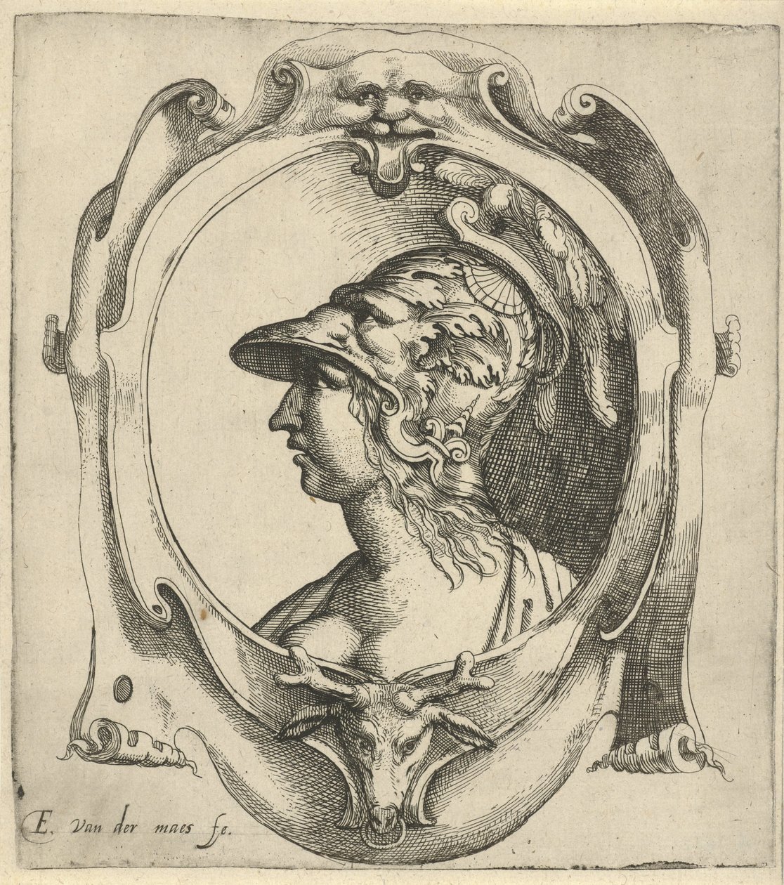 Fiatal nő sisakkal mellszobra alkotó: Everard Crynsz. van der Maes
