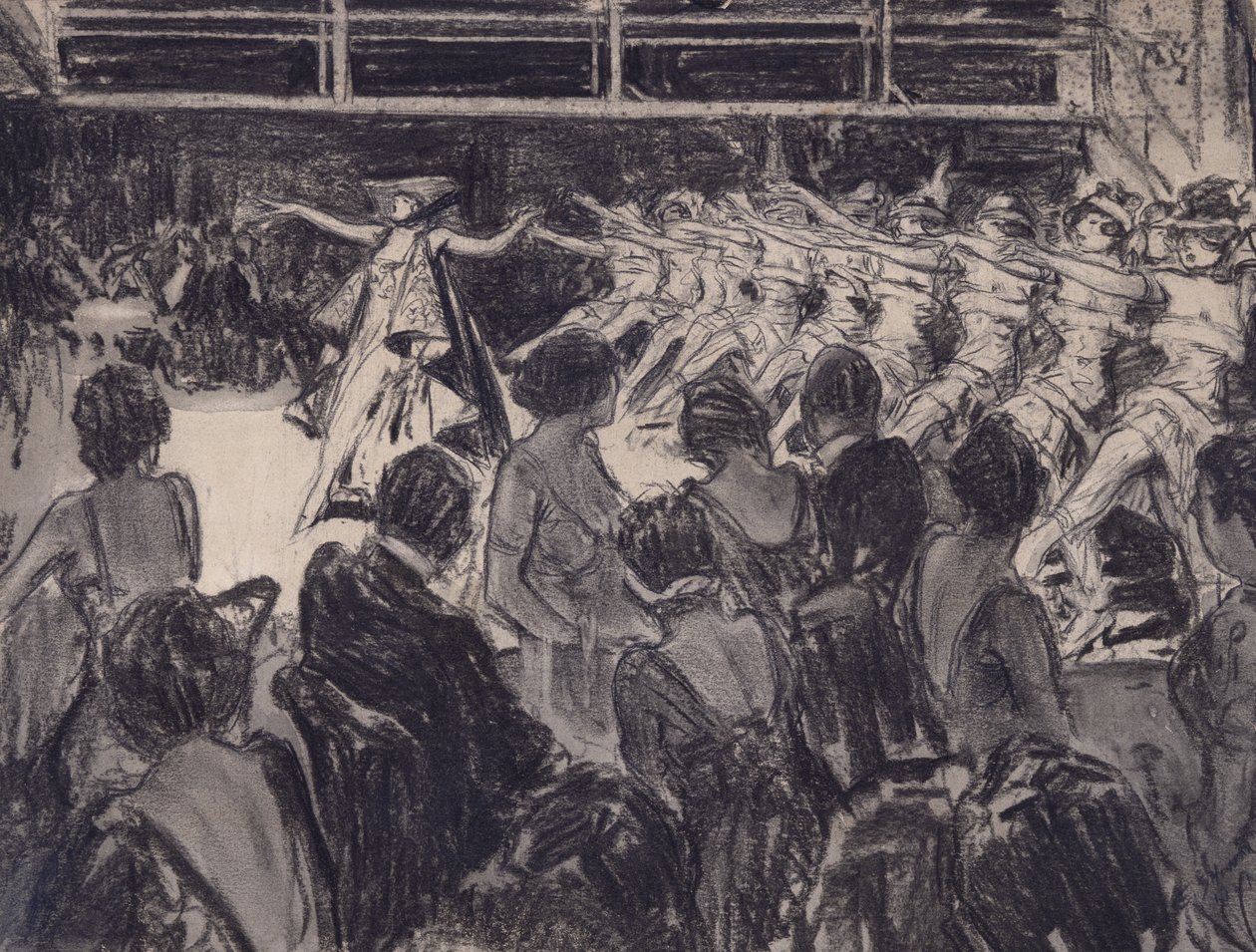 Kabaréjelenet (szén, előkészített karton) alkotó: Everett Shinn