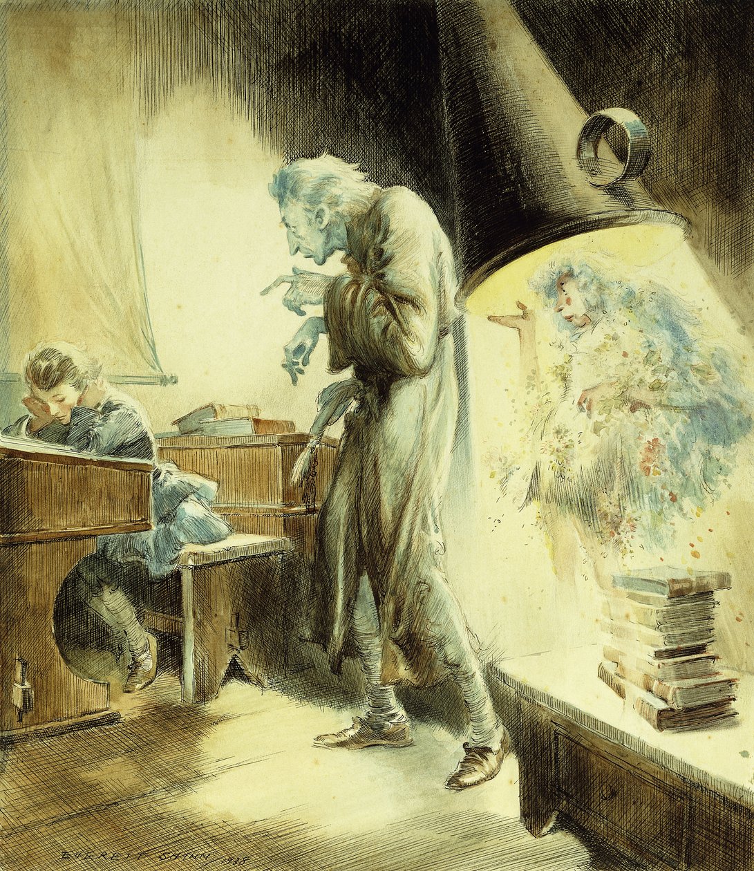 A múlt karácsony szelleme: Scrooge az iskolában alkotó: Everett Shinn