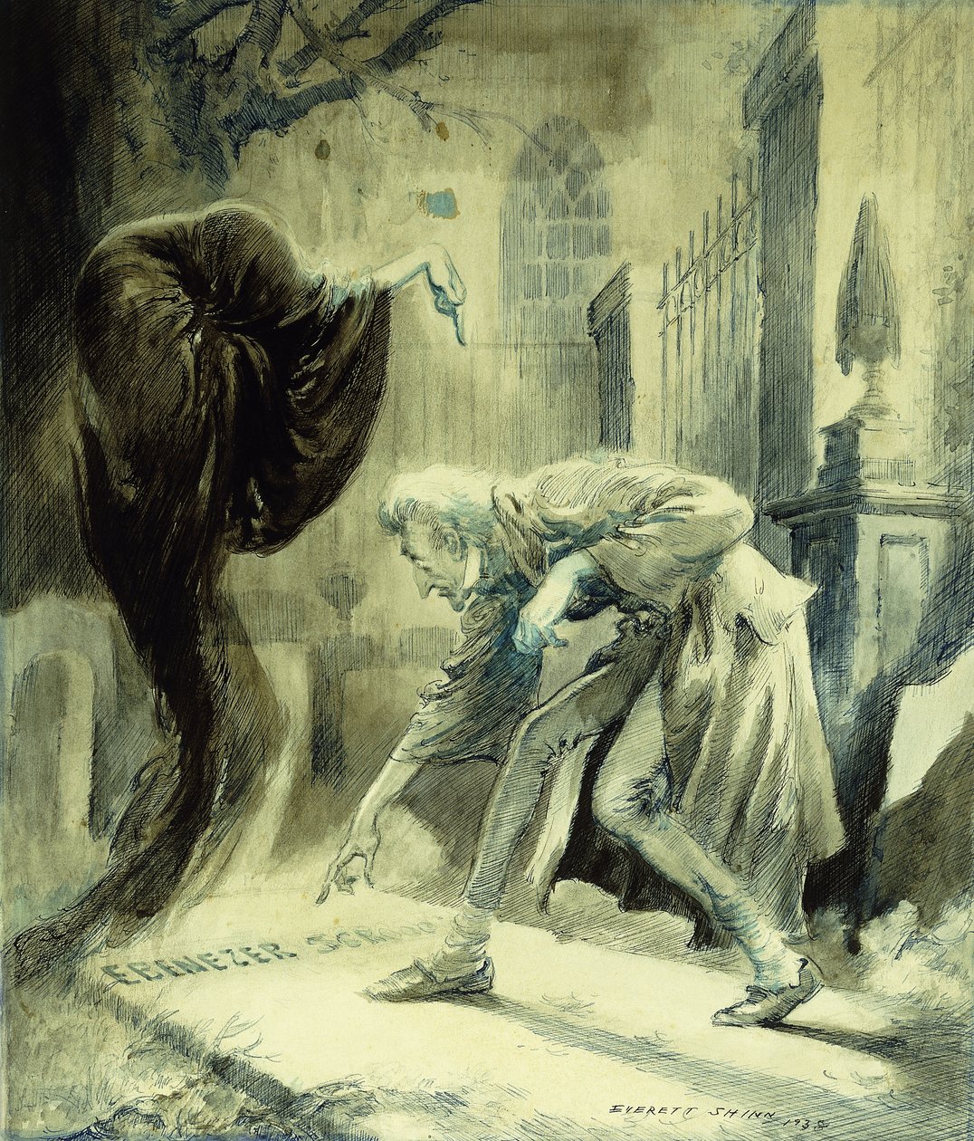 Az eljövendő karácsony szelleme: Ebeneezer Scrooge alkotó: Everett Shinn