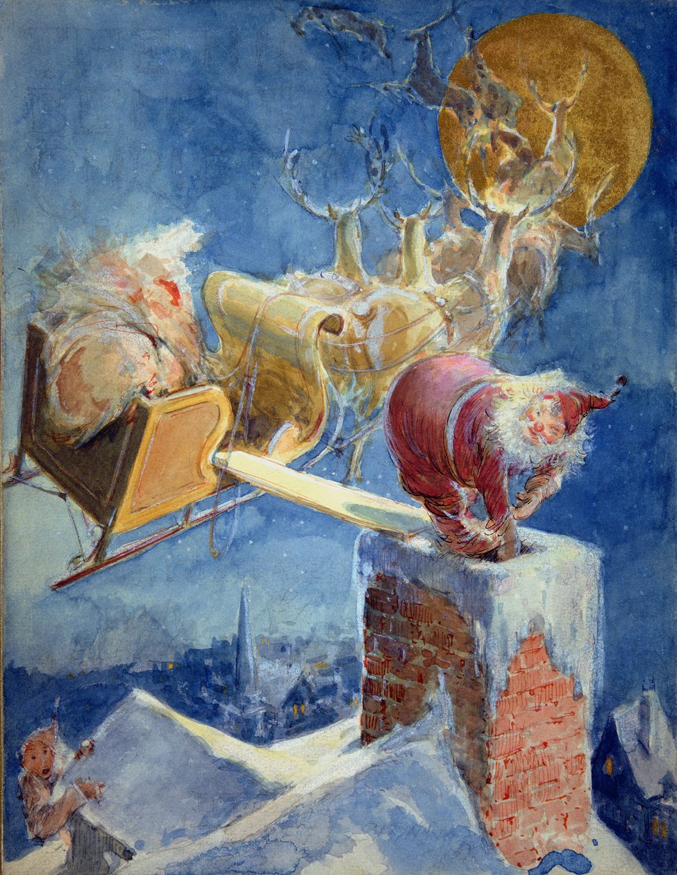 Karácsony előtti éjszaka (akvarell és tus, papír) alkotó: Everett Shinn
