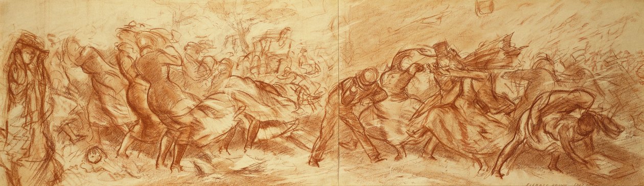 Windswept Street, New York, 1907 körül (olaj, vászon) alkotó: Everett Shinn
