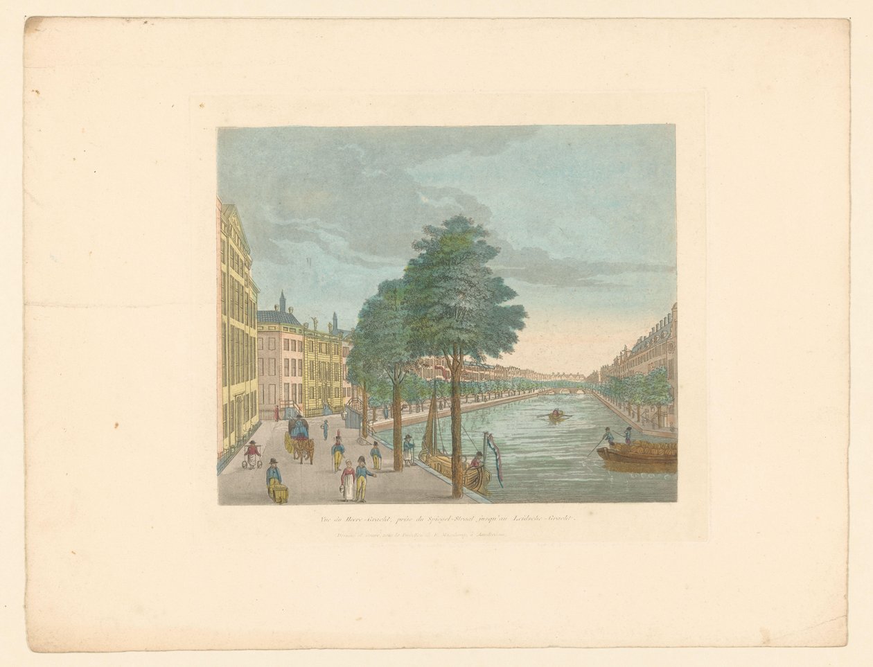 Kilátás a Herengrachtra az amszterdami Spiegelstraaton Vue du Heere-Gracht, Prize du Spiegel-Straat jusqu