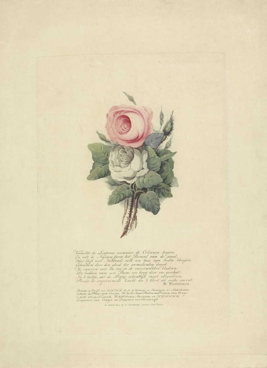 Rózsák a királyi család sziluettjeivel, 1816 alkotó: Evert Maaskamp