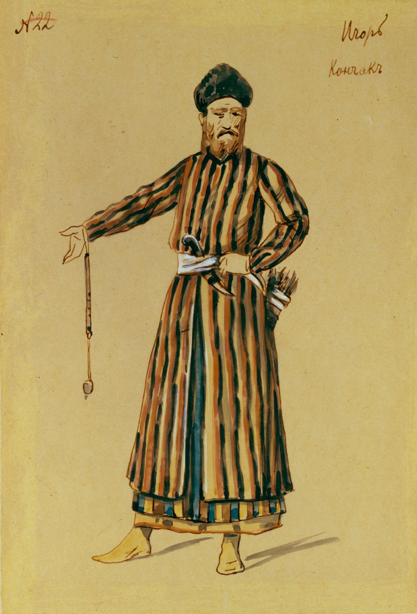 A. Borodin Igor herceg című operájának jelmezterve, 1890 alkotó: Evgeni Petrovich Ponomarev
